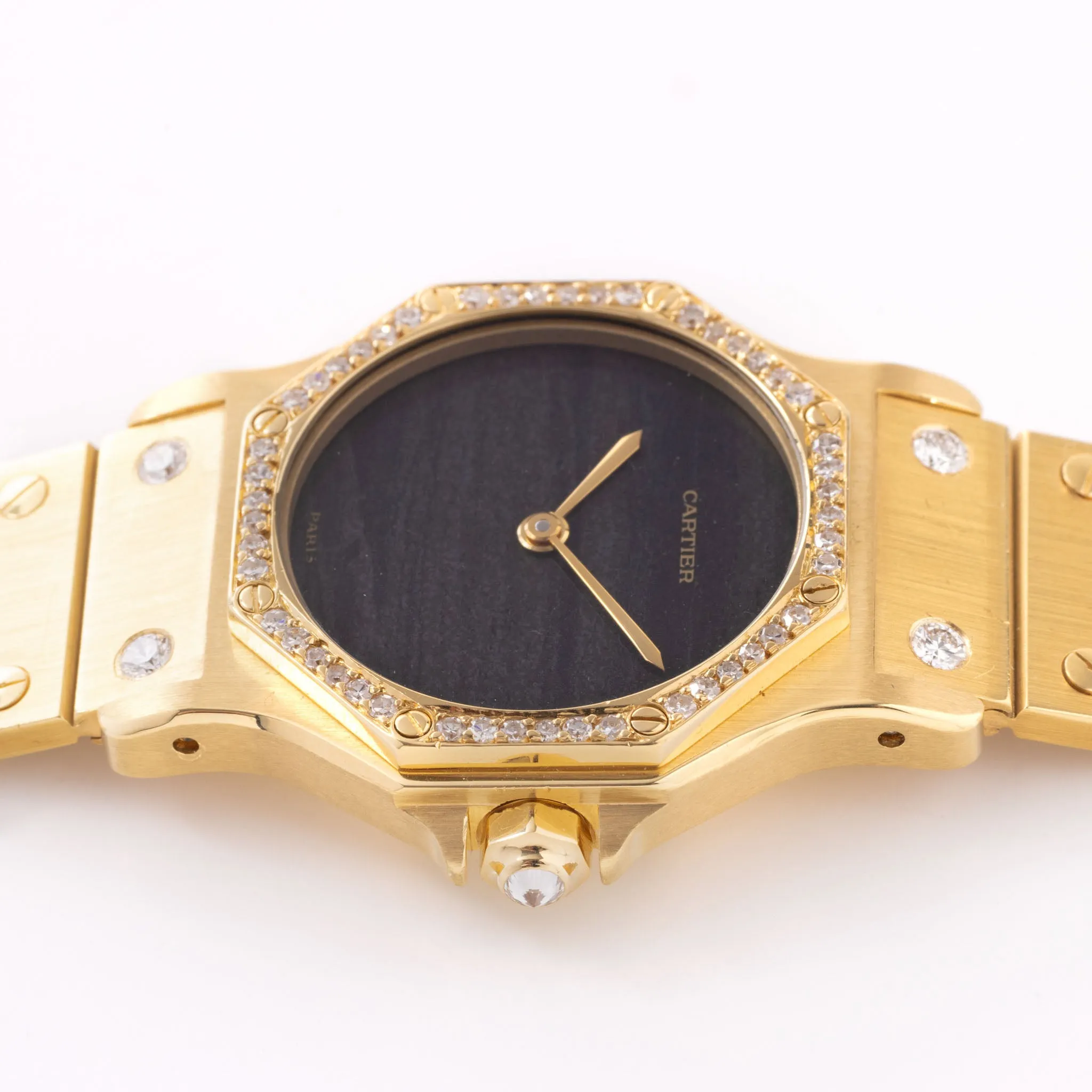 Cartier Santos Octagon "Ferrite Dial" Yellow Gold Diamond Set Ref 2965