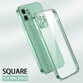 Classic Square Plate Frame Protection Soft Phone Case For iPhone 12 11 Pro XS Max X XR 6 6S 7 8 Plus SE Ultra Thin Clear Cover