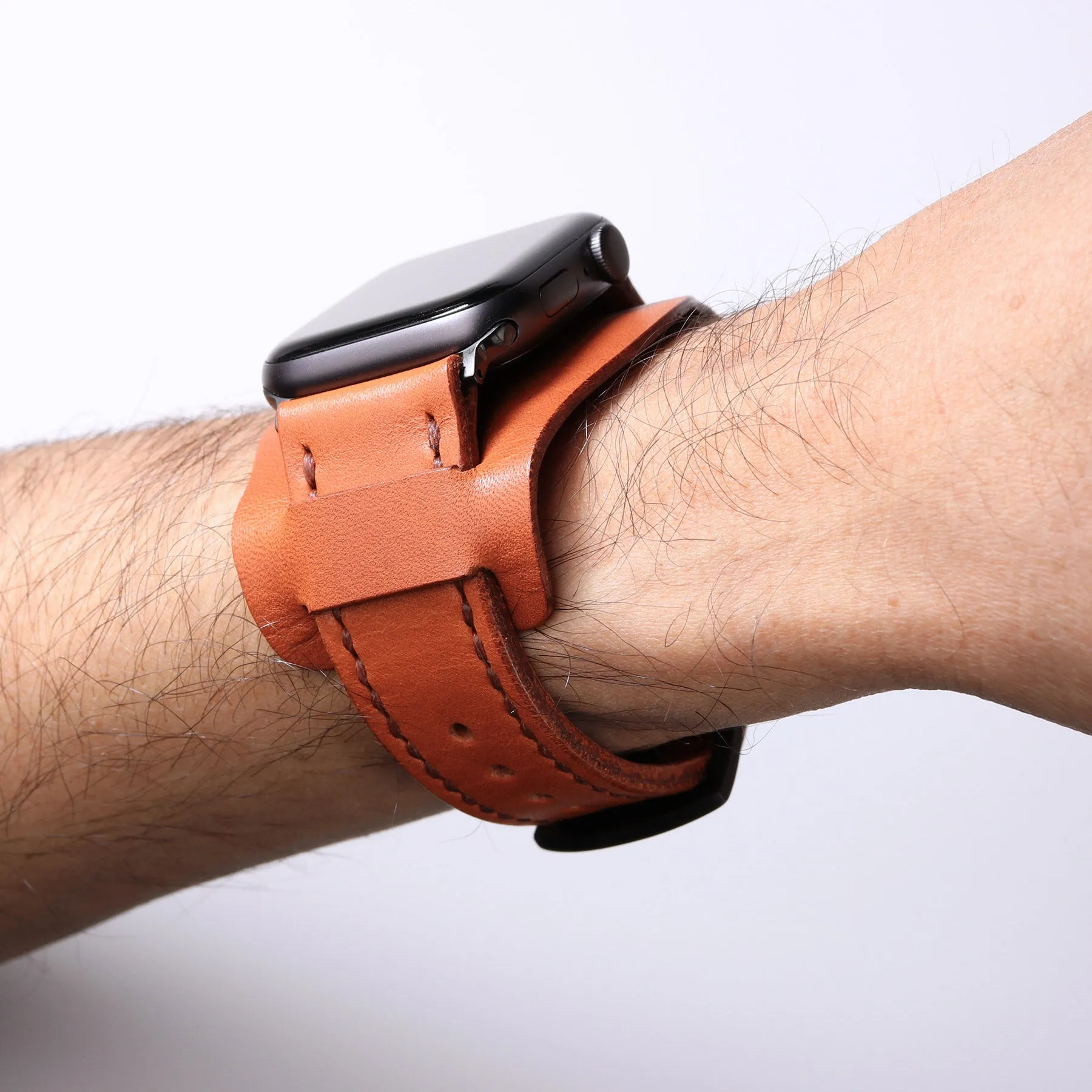 Custom Made Apple Watch Bund Strap - Cognac