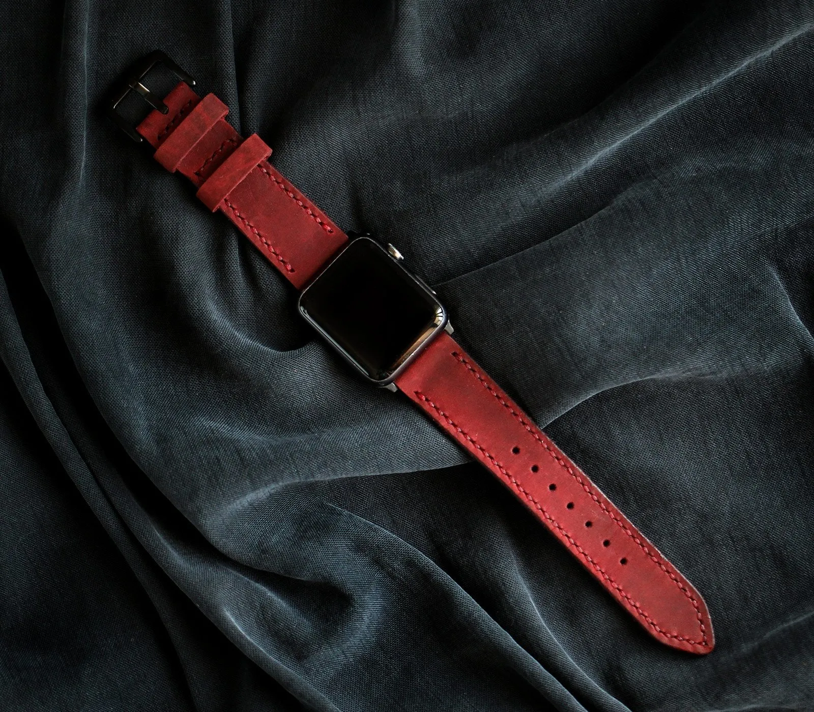 Custom Made Apple Watch Strap - Burgundy