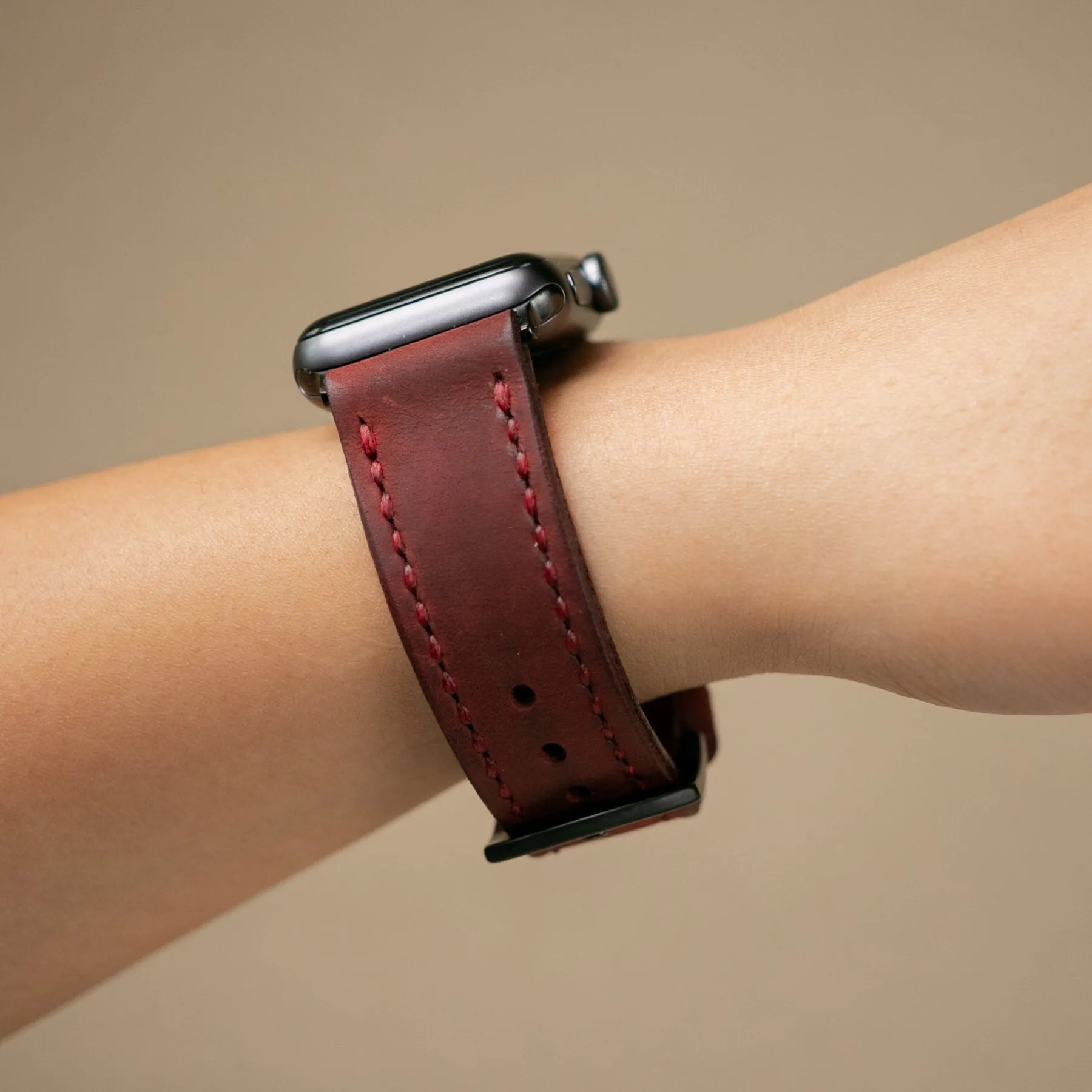 Custom Made Apple Watch Strap - Burgundy