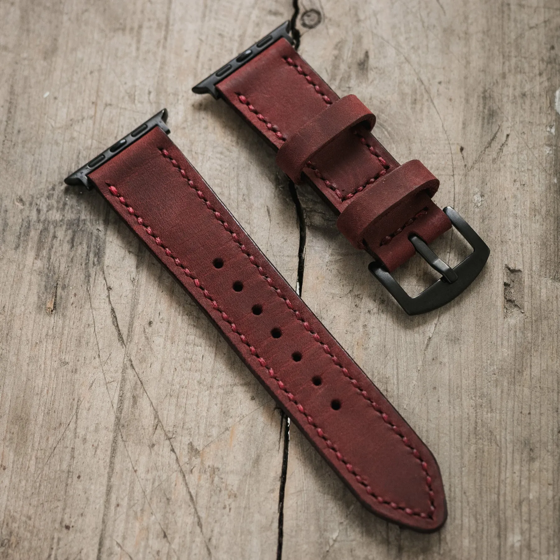 Custom Made Apple Watch Strap - Burgundy