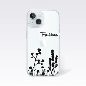 Custom Name with Flower Design-2 Clear Silicon Cover