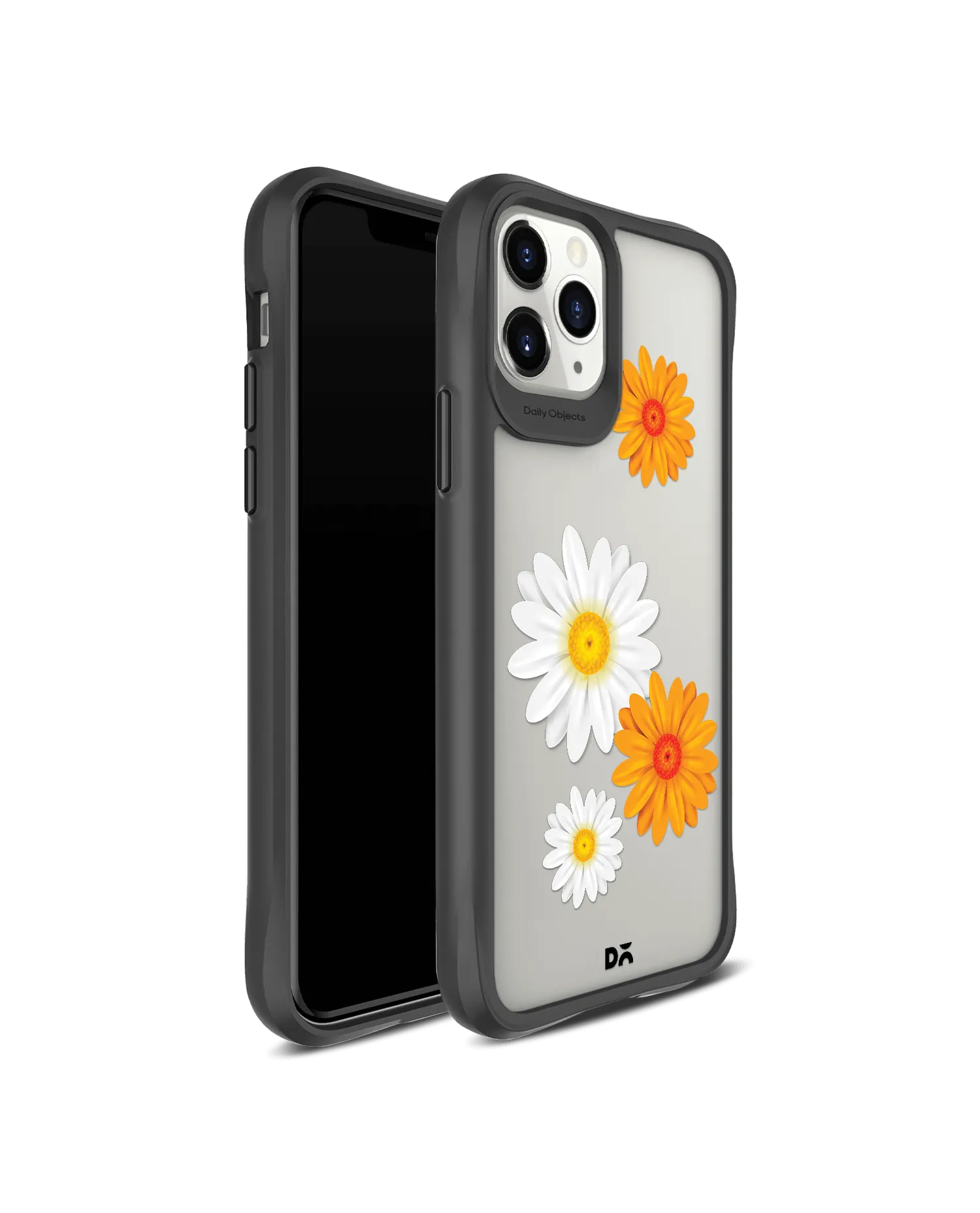 DailyObjects Clear Painted Flowers Black Hybrid Clear Case Cover For iPhone 11 Pro Max