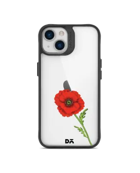 DailyObjects Clear Painted Red Flower Black Hybrid Clear Case Cover For iPhone 13 Mini