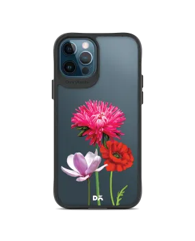 DailyObjects Clear Pink Red & White Flowers Black Hybrid Clear Case Cover For iPhone 12 Pro Max