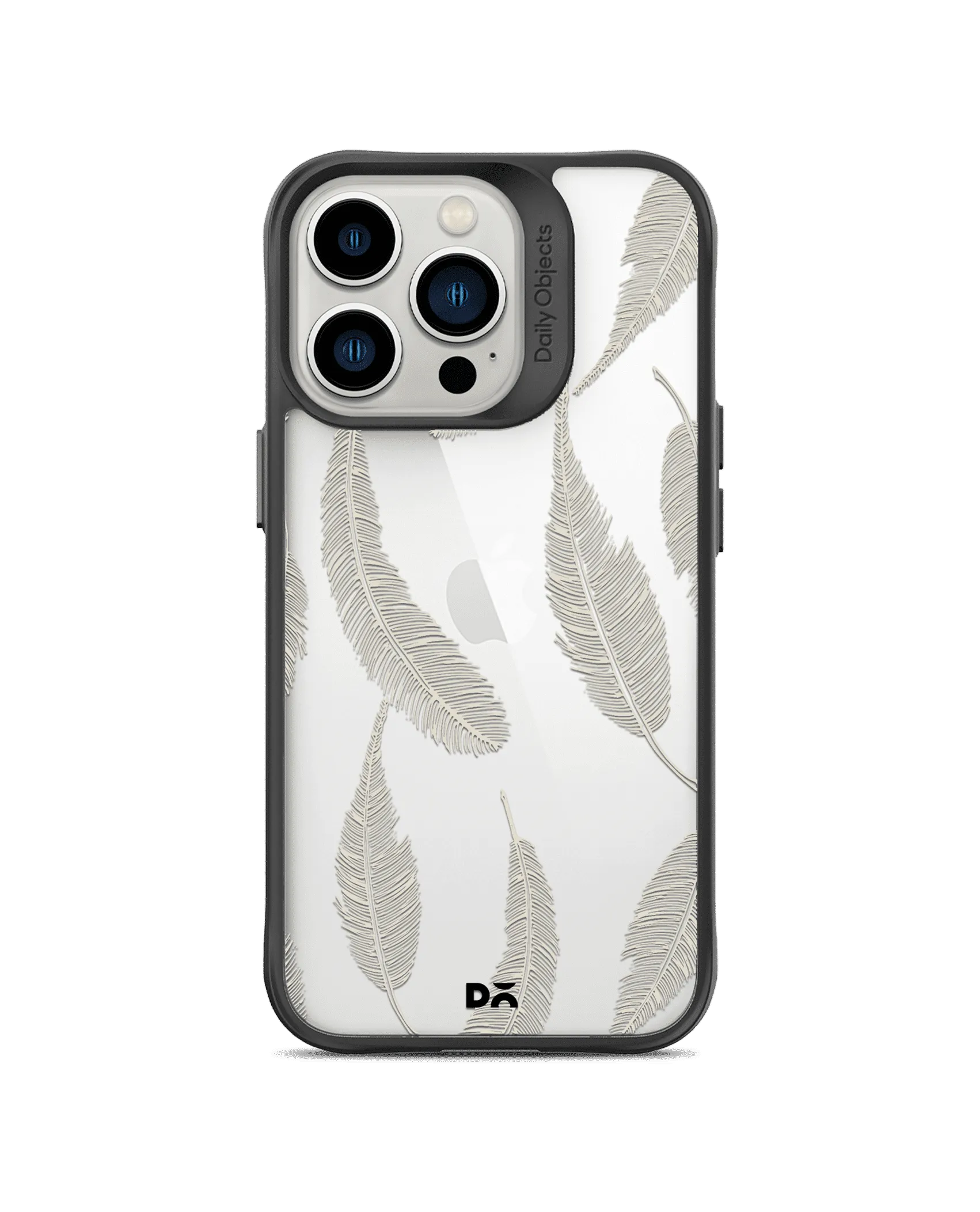 DailyObjects Off White Feathers Black Hybrid Clear Phone Case Cover For iPhone 14 Pro