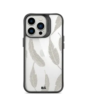 DailyObjects Off White Feathers Black Hybrid Clear Phone Case Cover For iPhone 14 Pro