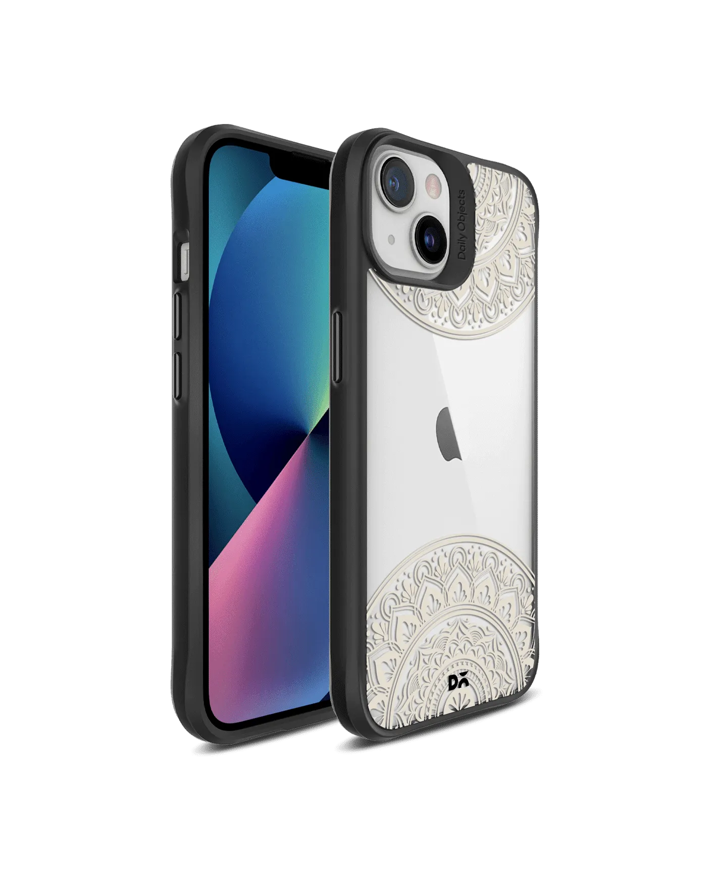 DailyObjects Off White Mandala Black Hybrid Clear Case Cover For iPhone 13 Mini