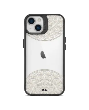 DailyObjects Off White Mandala Black Hybrid Clear Case Cover For iPhone 13 Mini