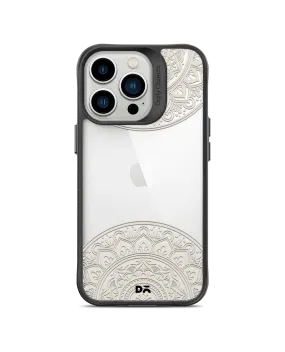 DailyObjects Off White Mandala Black Hybrid Clear Phone Case Cover For iPhone 14 Pro