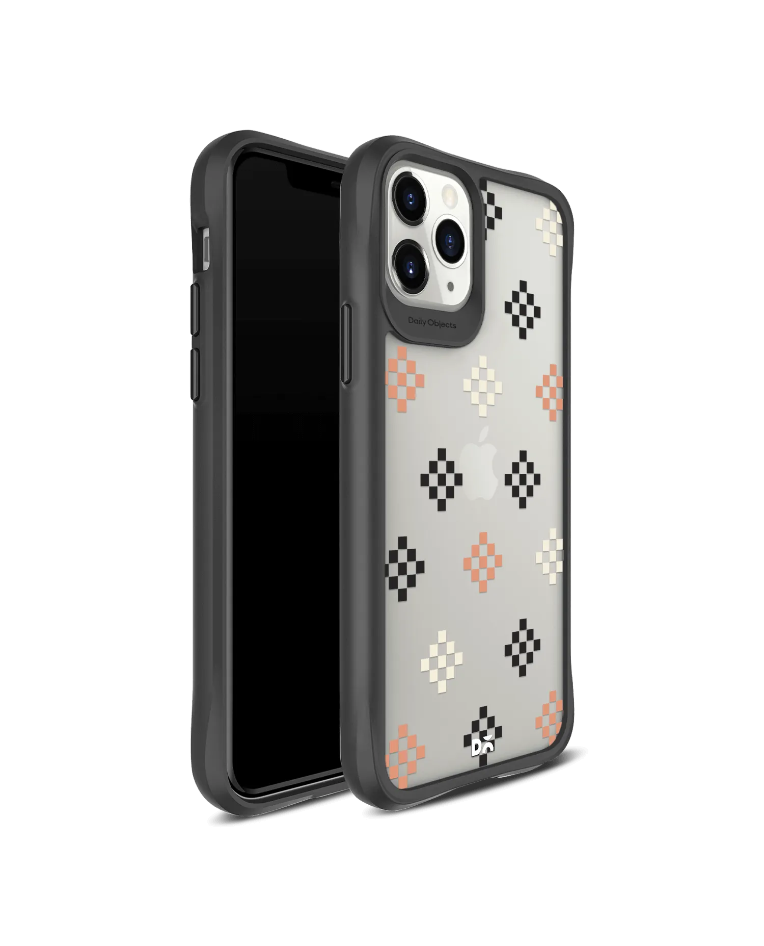 DailyObjects Peach Diamonds Black Hybrid Clear Case Cover For iPhone 11 Pro Max