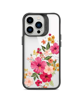 DailyObjects Pink Hibiscus Black Hybrid Clear Case Cover For iPhone 13 Pro Max