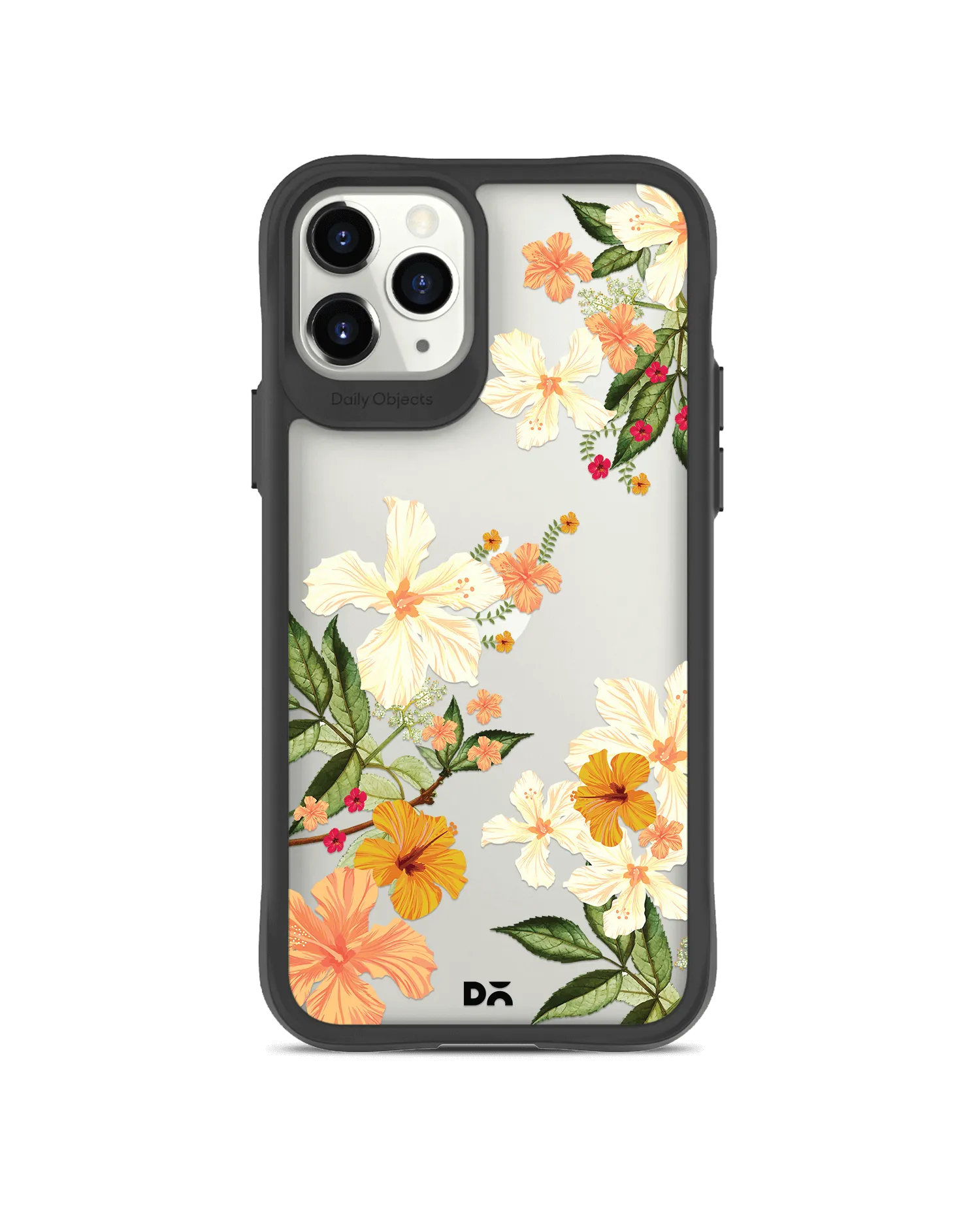 DailyObjects Yellow Hibiscus Black Hybrid Clear Case Cover For iPhone 11 Pro Max