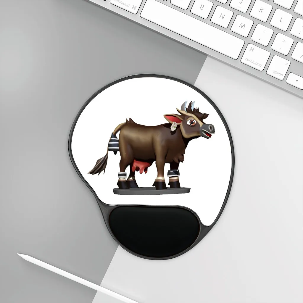 Dark Brown Cow Mouse Pad With Wrist Rest