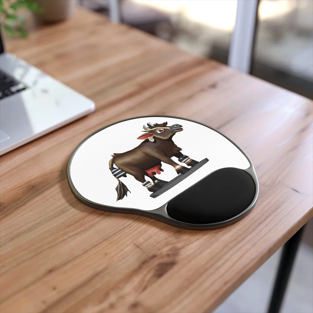 Dark Brown Cow Mouse Pad With Wrist Rest