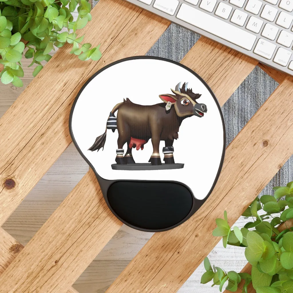 Dark Brown Cow Mouse Pad With Wrist Rest