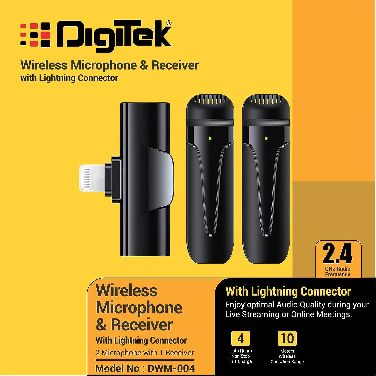 Digitek DWM-004 LTC 2 nos of Noise Cancellation Wireless Microphone