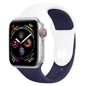 Double Colors Silicone Watch Band for Apple Watch Series 3 & 2 & 1 42mm (White Dark Blue)