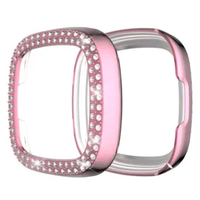 Fitbit Versa 3 / Sense dual-row rhinestone frame - Transparent / Pink