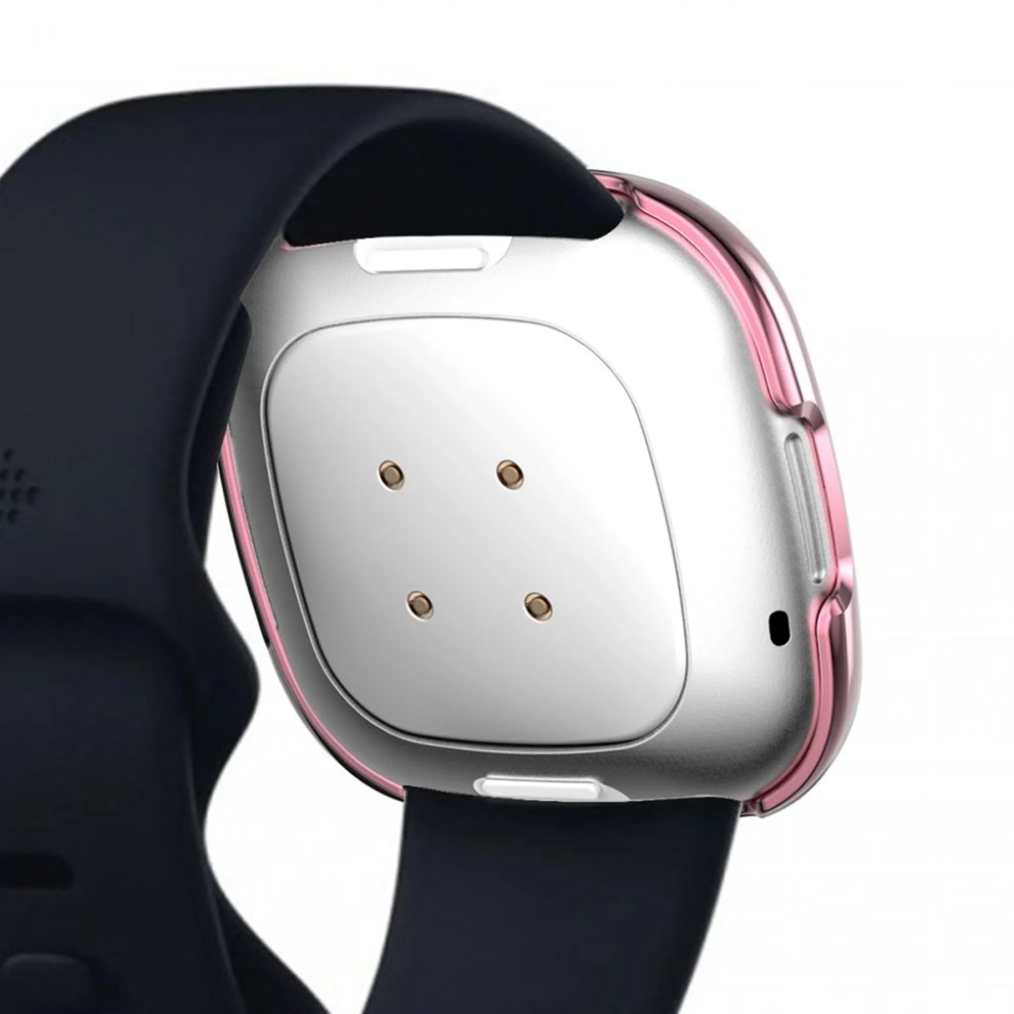 Fitbit Versa 3 / Sense dual-row rhinestone frame - Transparent / Pink