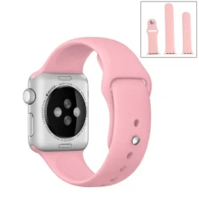 For Apple Watch Ultra 49mm & Watch Ultra 2 49mm / Series 9&8&7 45mm / SE 3&SE 2&6&SE&5&4 44mm / 3&2&1 42mm 3 in 1 Rubber Watch Band with Pin Buckle(Pink)