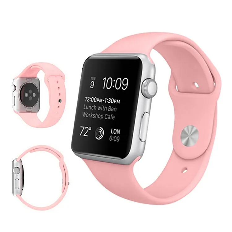 For Apple Watch Ultra 49mm & Watch Ultra 2 49mm / Series 9&8&7 45mm / SE 3&SE 2&6&SE&5&4 44mm / 3&2&1 42mm 3 in 1 Rubber Watch Band with Pin Buckle(Pink)