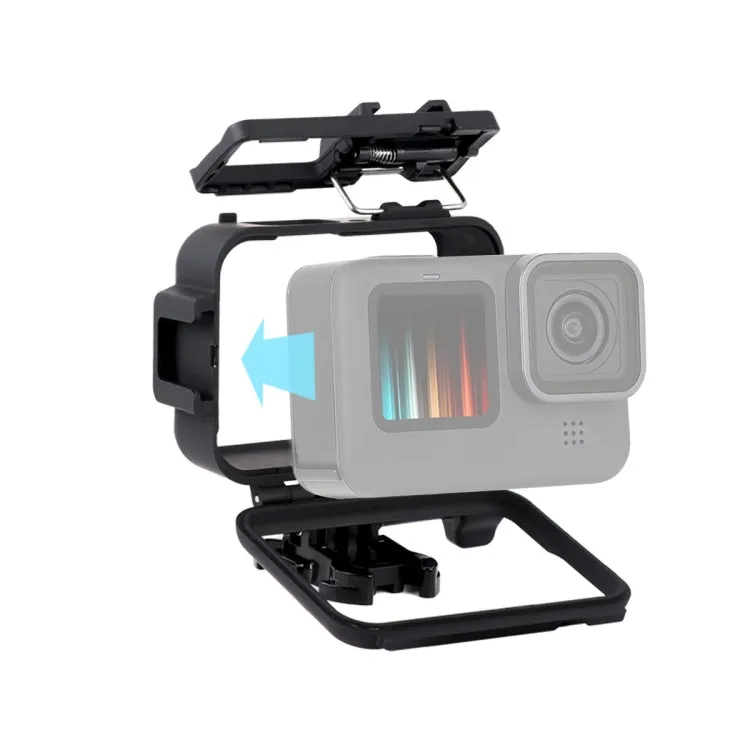 For GoPro HERO10 Black / HERO9 Black Plastic Frame Mount Protective Case with Base Buckle & Long Screw(Black)