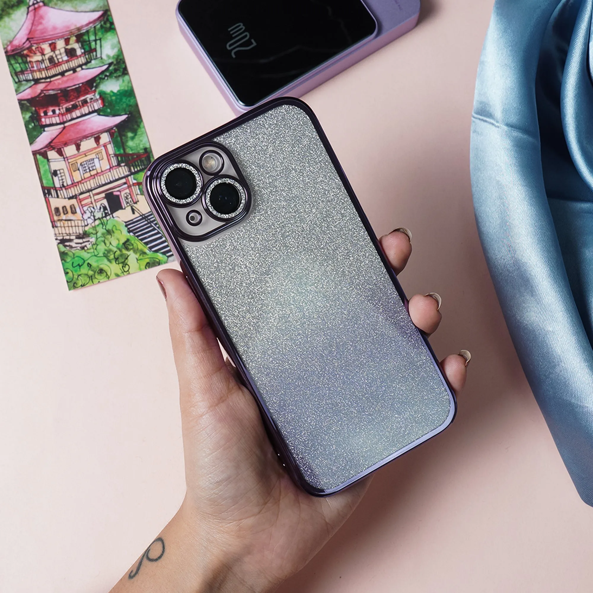 Gradient Glitter Diamond Camera Lens Case