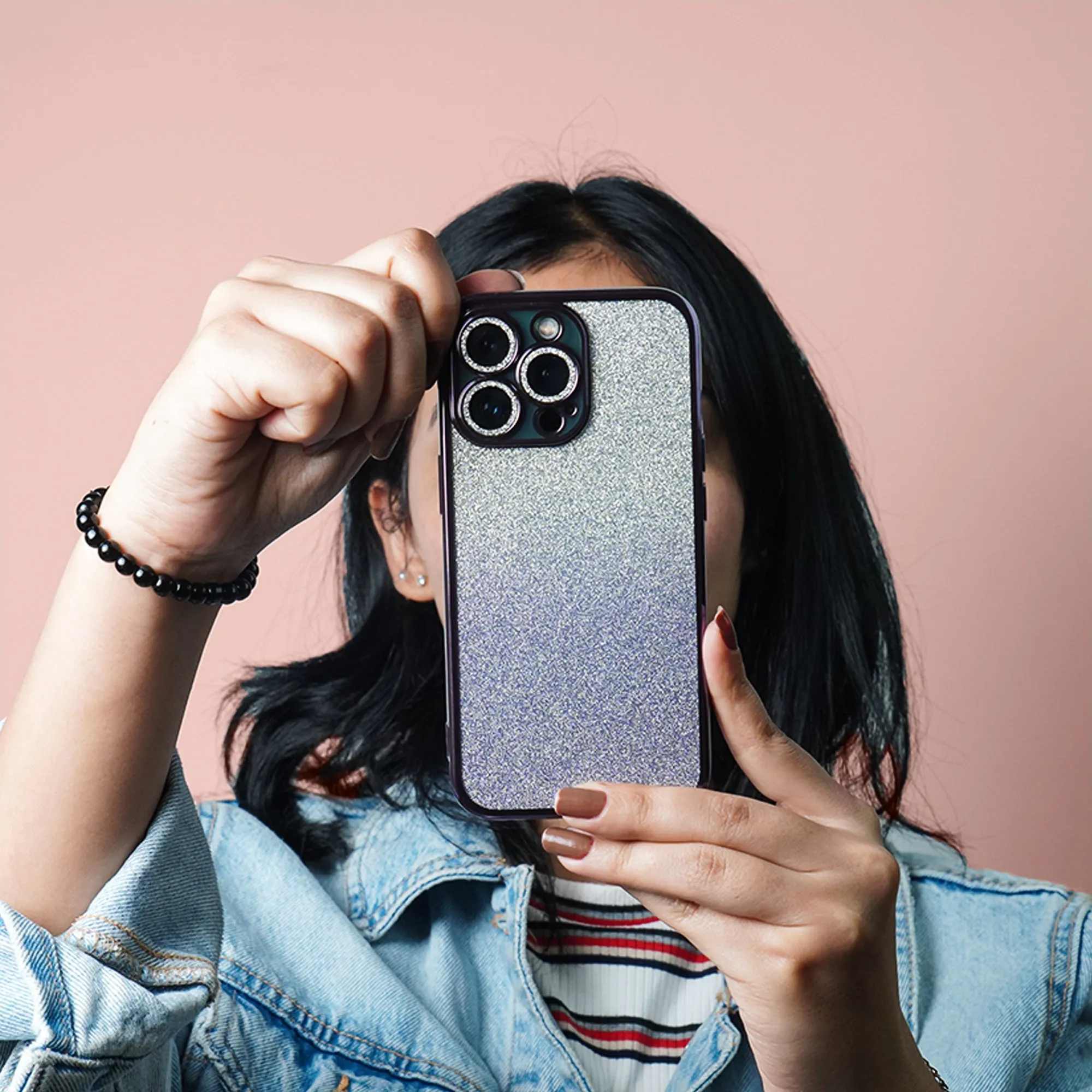 Gradient Glitter Diamond Camera Lens Case