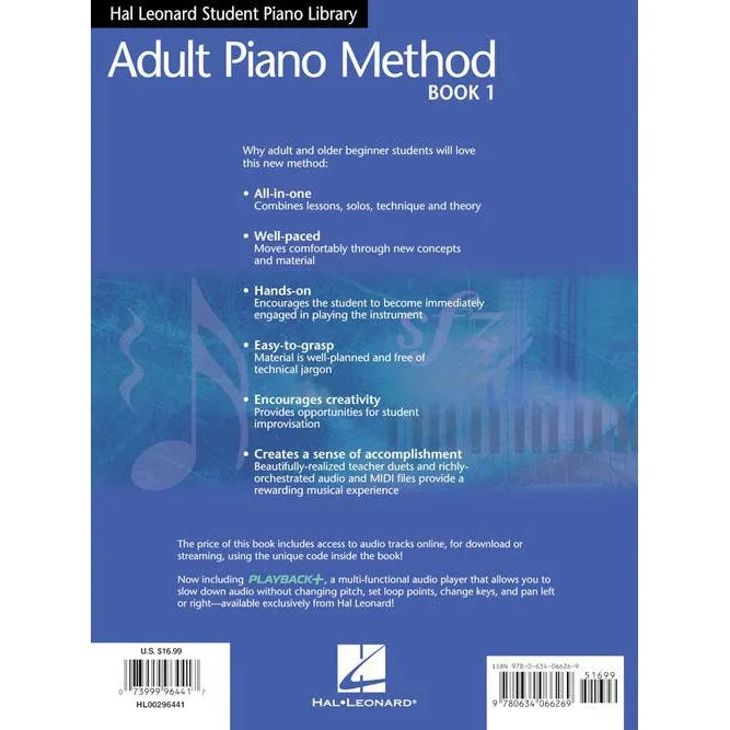 Hal Leonard HL00296441 Adult Piano Method - Book 1 with  CD