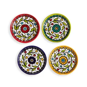 Hand Painted Floral Appetizer Plates - Set of 4