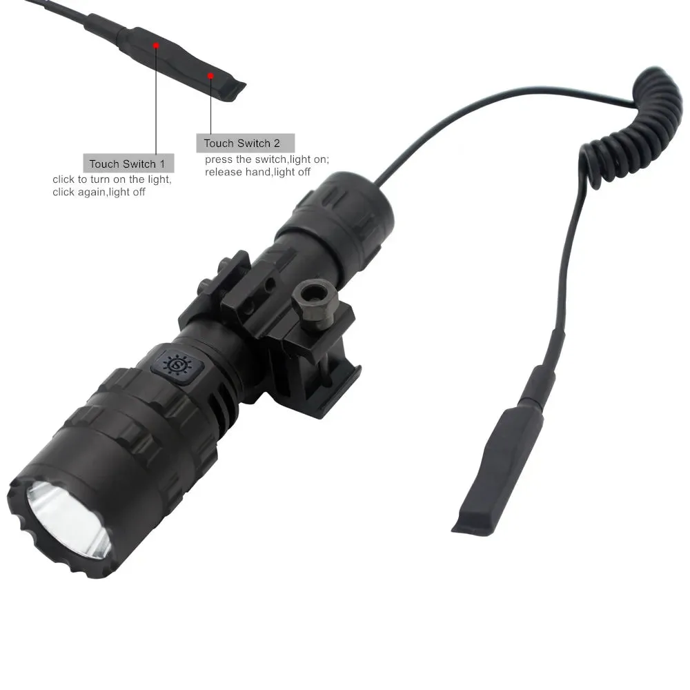 High Lum Professional LED Flashlight for Hunting Tactical Night Scout Lights Set L2 Fish Light USB Rechargeable Waterproof Torch