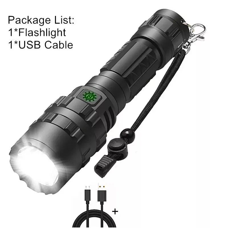 High Lum Professional LED Flashlight for Hunting Tactical Night Scout Lights Set L2 Fish Light USB Rechargeable Waterproof Torch