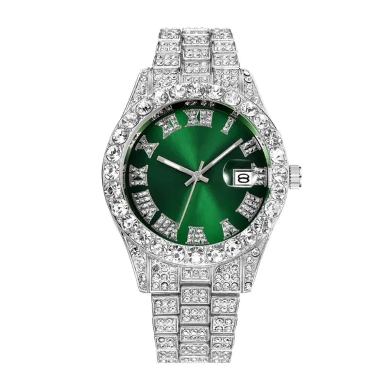 Hip Hop Roman Scale Diamond Quartz Watch