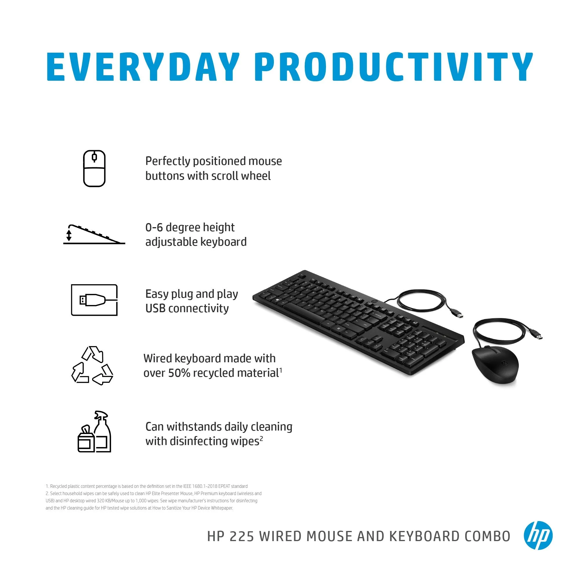 Hp 225 Wired Mouse And Kb