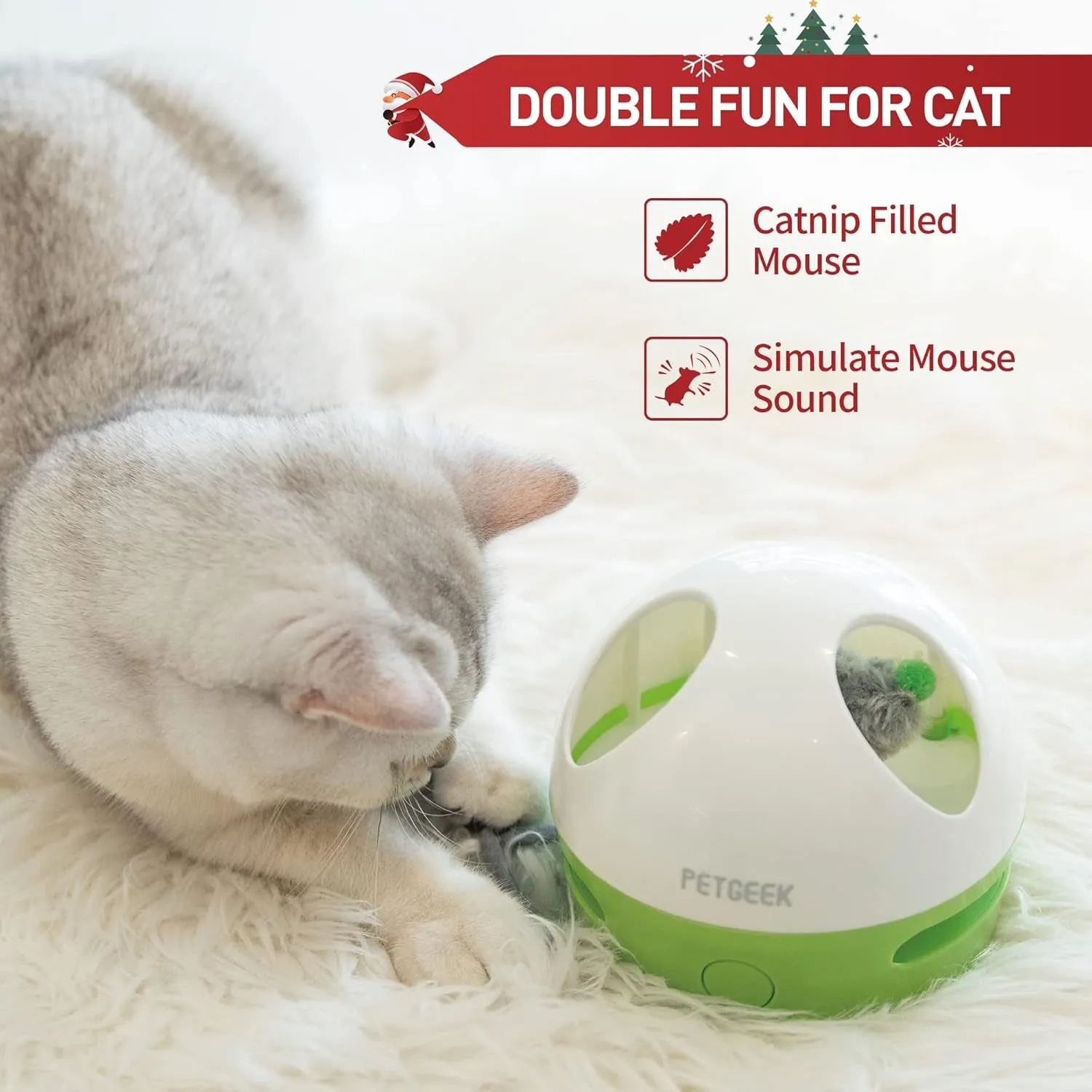 Interactive Cat Toy, Hide Mouse Cat Toy with Squeaky Mouse, Electronic Automatic Cat Toys with Catnip Filled Hidey Mouse, Best Gift for Birthday, Thanksgiving, Christmas, New Year