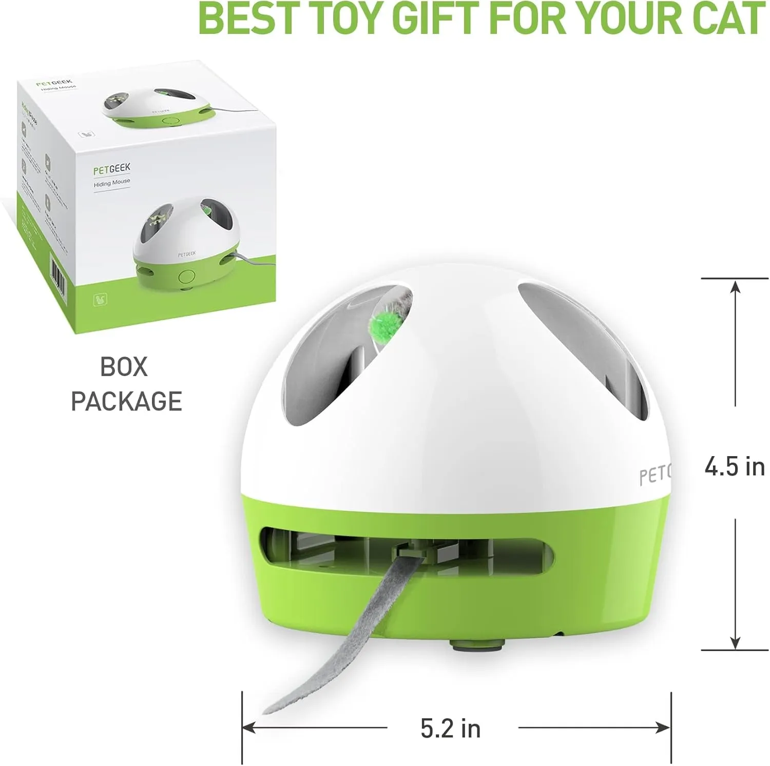 Interactive Cat Toy, Hide Mouse Cat Toy with Squeaky Mouse, Electronic Automatic Cat Toys with Catnip Filled Hidey Mouse, Best Gift for Birthday, Thanksgiving, Christmas, New Year