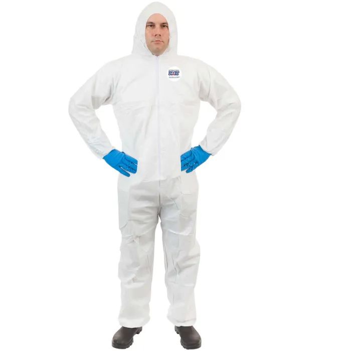 International Enviroguard ValuGuard MP 8115 Lightweight Microporous Coverall with Attached Hood, Elastic Wrist and Ankle, White, Case of 25