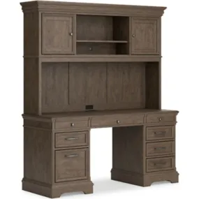 Janismore Desk & Hutch - Weathered Gray