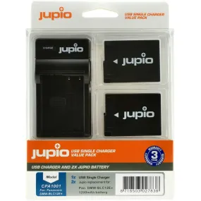 Jupio 2x Batteries & USB Single Charger Kit For Panasonic DMW-BLC12E