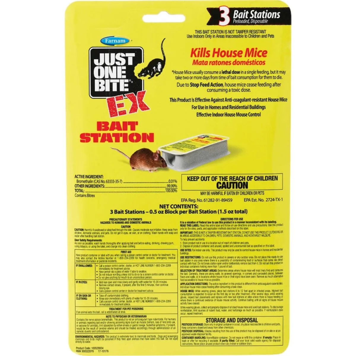 Just One Bite Disposable Mouse Bait Station 3-Pack