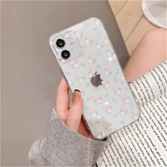 kawaii phone case with a pink flower holder