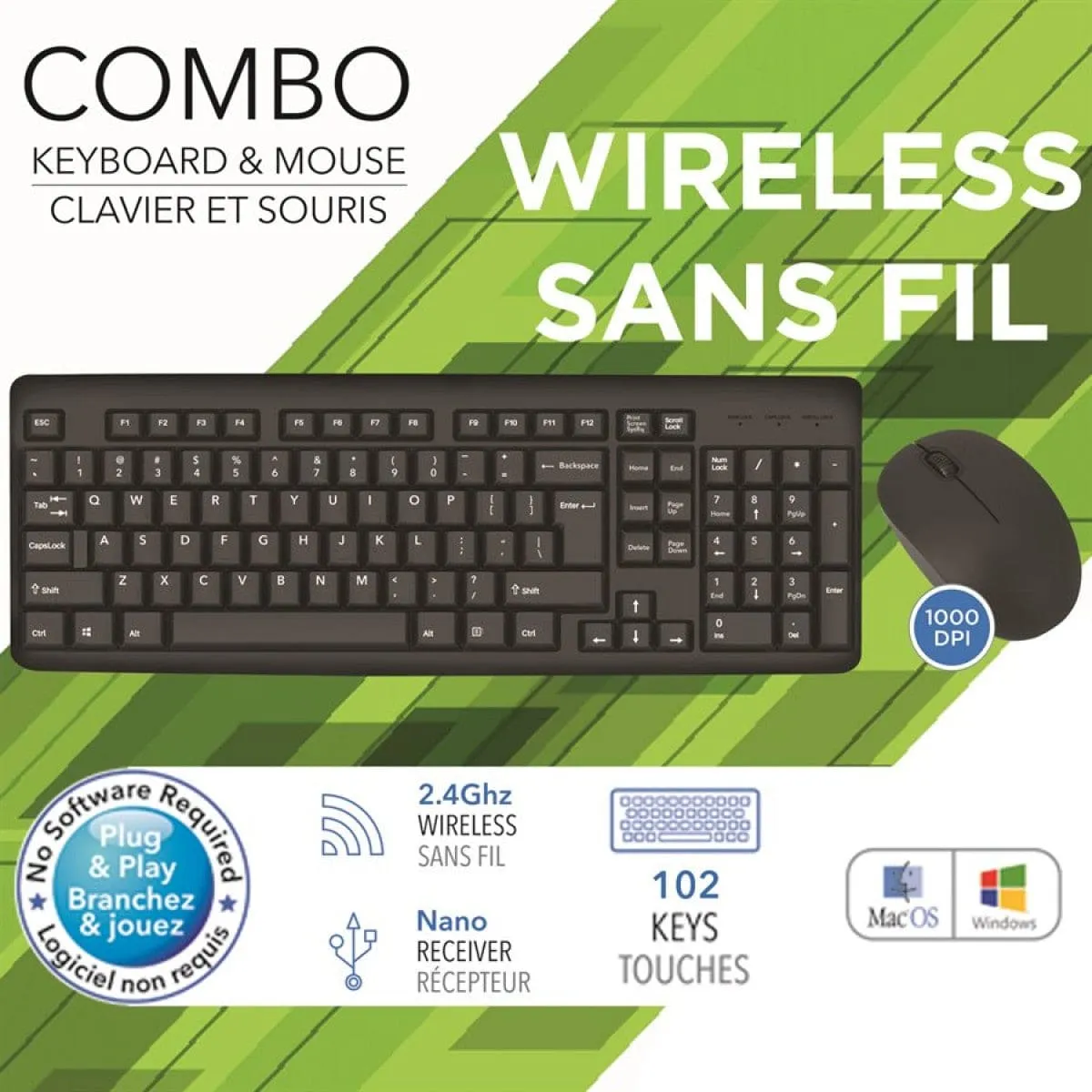 Keyboard & Mouse Wireless Combo 2.4GHz