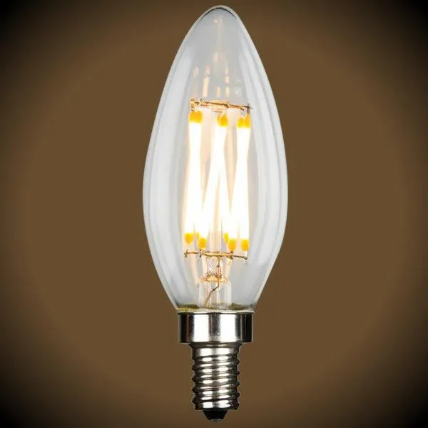 LED Filament Chandelier Bulb - 5.5 Watt - 500 Lumens - 3000K - 4 Pack