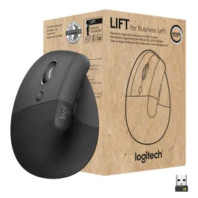 Logitech Lift For Business - Vertical Mouse - Ergonomic - Left-Handed - 6 Buttons - Wireless - Bluetooth, 2.4 Ghz - Logi