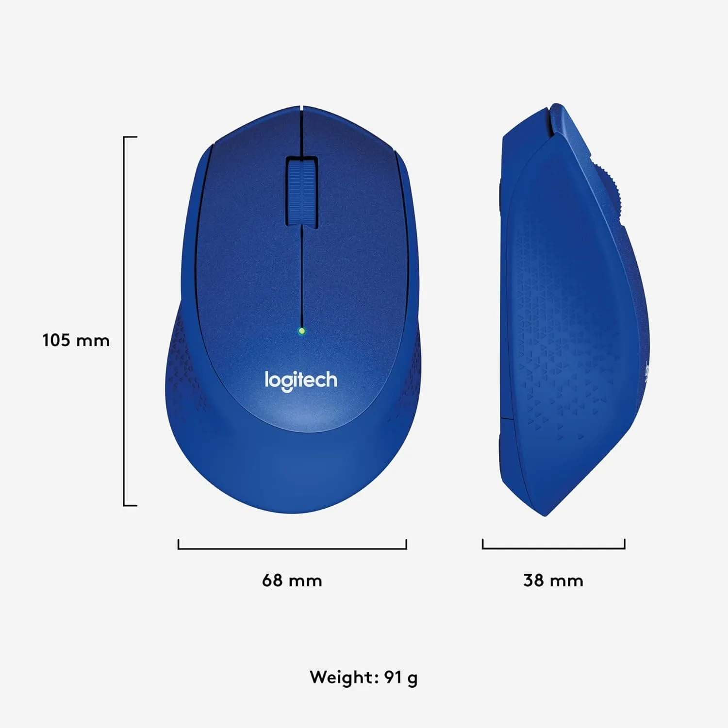 Logitech M330 SILENT PLUS Wireless Mouse, 2.4GHz with USB Nano Receiver, 1000 DPI Optical Tracking, 2-year Battery Life, Compatible with PC, Mac, Laptop, Chromebook - Blue