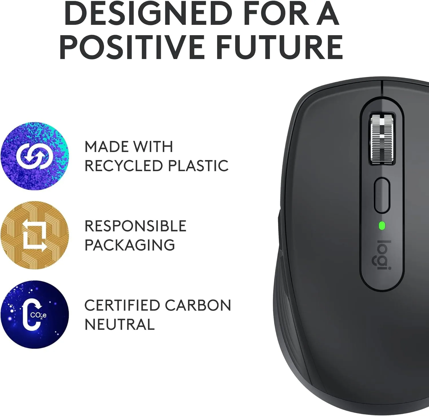 Logitech MX Anywhere 3S Compact Wireless Mouse, Fast Scrolling, 8K DPI Any-Surface Tracking, Quiet Clicks, Programmable Buttons, USB C, Bluetooth, Windows PC, Linux, Chrome, Mac - Graphite