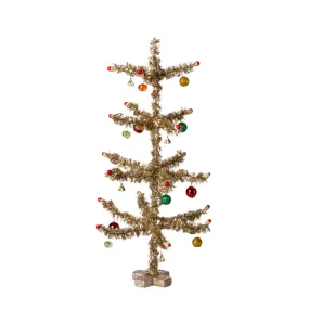 MAILEG CHRISTMAS TREE GOLD WITH RED AND GREEN DECORATION - MINATURE