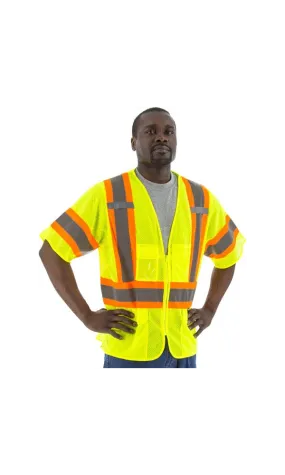 Majestic 75-3301 Hi-Vis Vest Mesh DOT Stripping ANSI 3 R